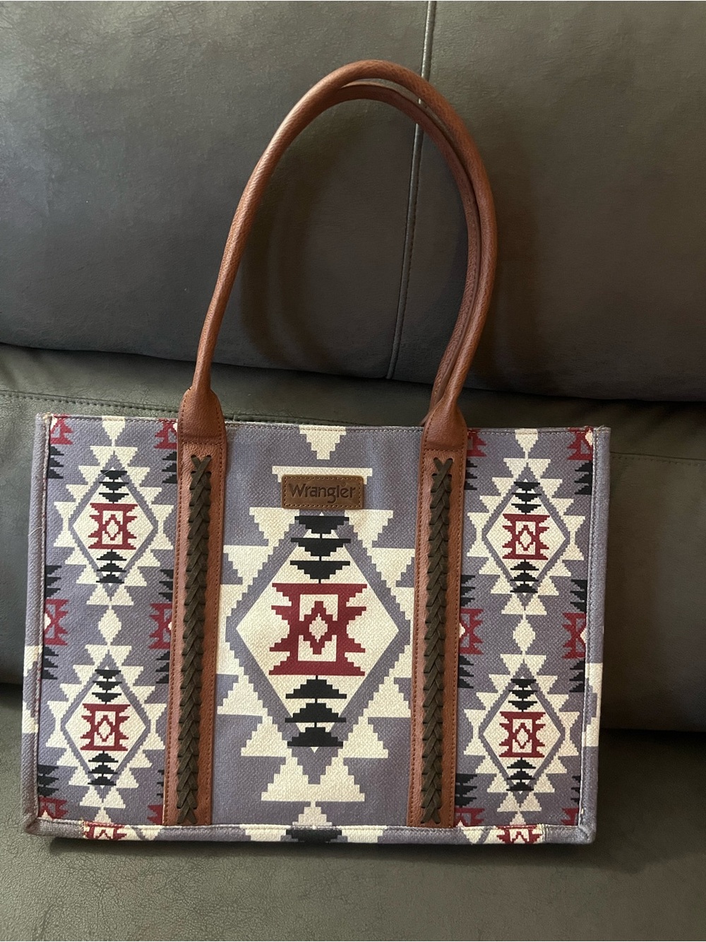 Wrangler Brown & Red Southwestern Pattern Tote